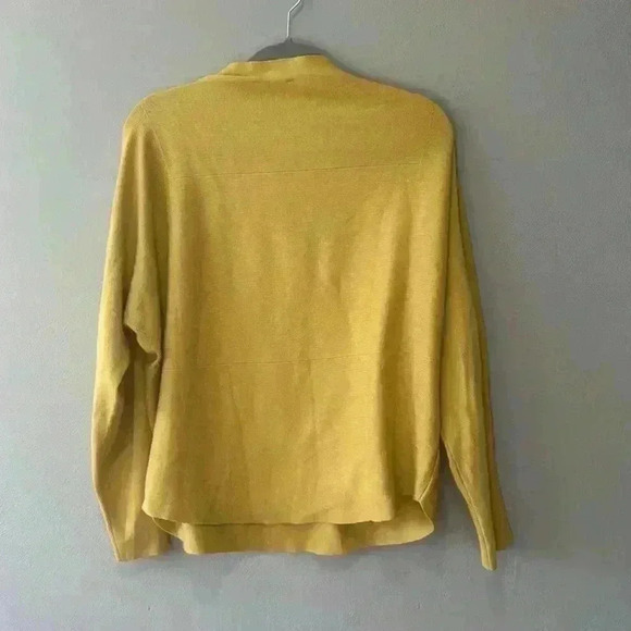 Vila Milano mustard yellow mock neck sweater winter button shoulder size XL - Picture 4 of 6